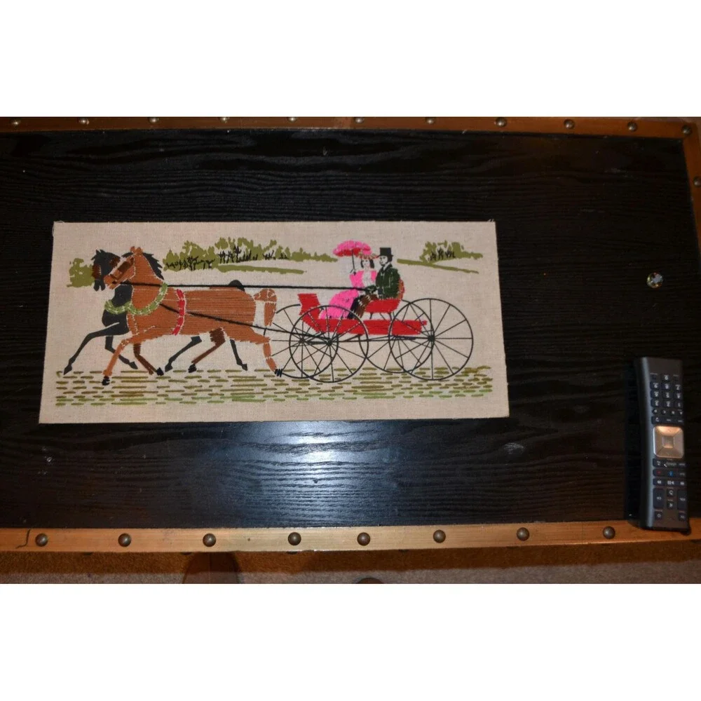 Vintage Yarn Art Hot Pink with Parasol on a Carriage
